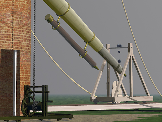 The dolly supporting the end of the telescope's main tube