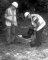 Sandberg engineers setting up the equipment