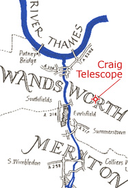 Map of the River Wandle near the time of the telescope